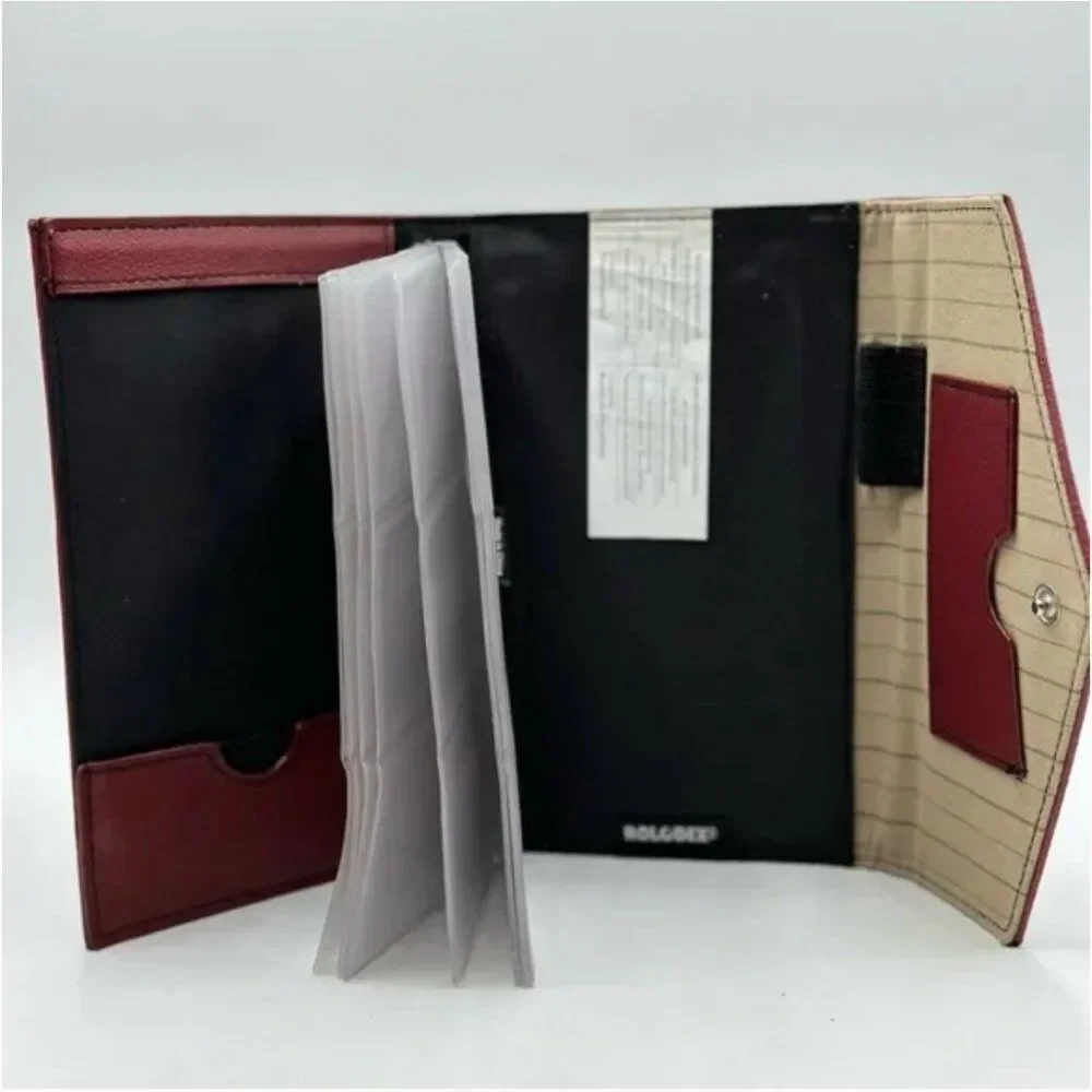 Rolodex Maroon Leather Business Card Binder Portfolio Zip Notebook